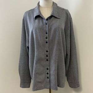 Vintage CJ Banks Black and White Long Sleeve Collared Button Down Top